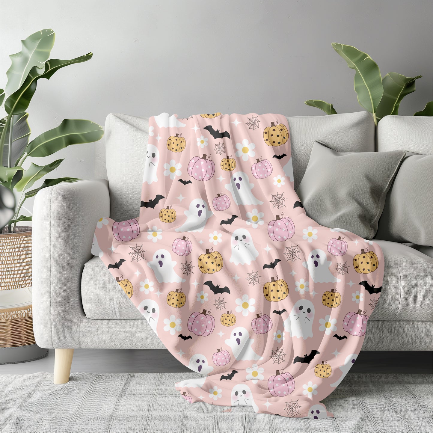 Pumpkins Ghosts Bats Blanket