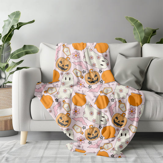 Jack O Lantern Ghost Blanket