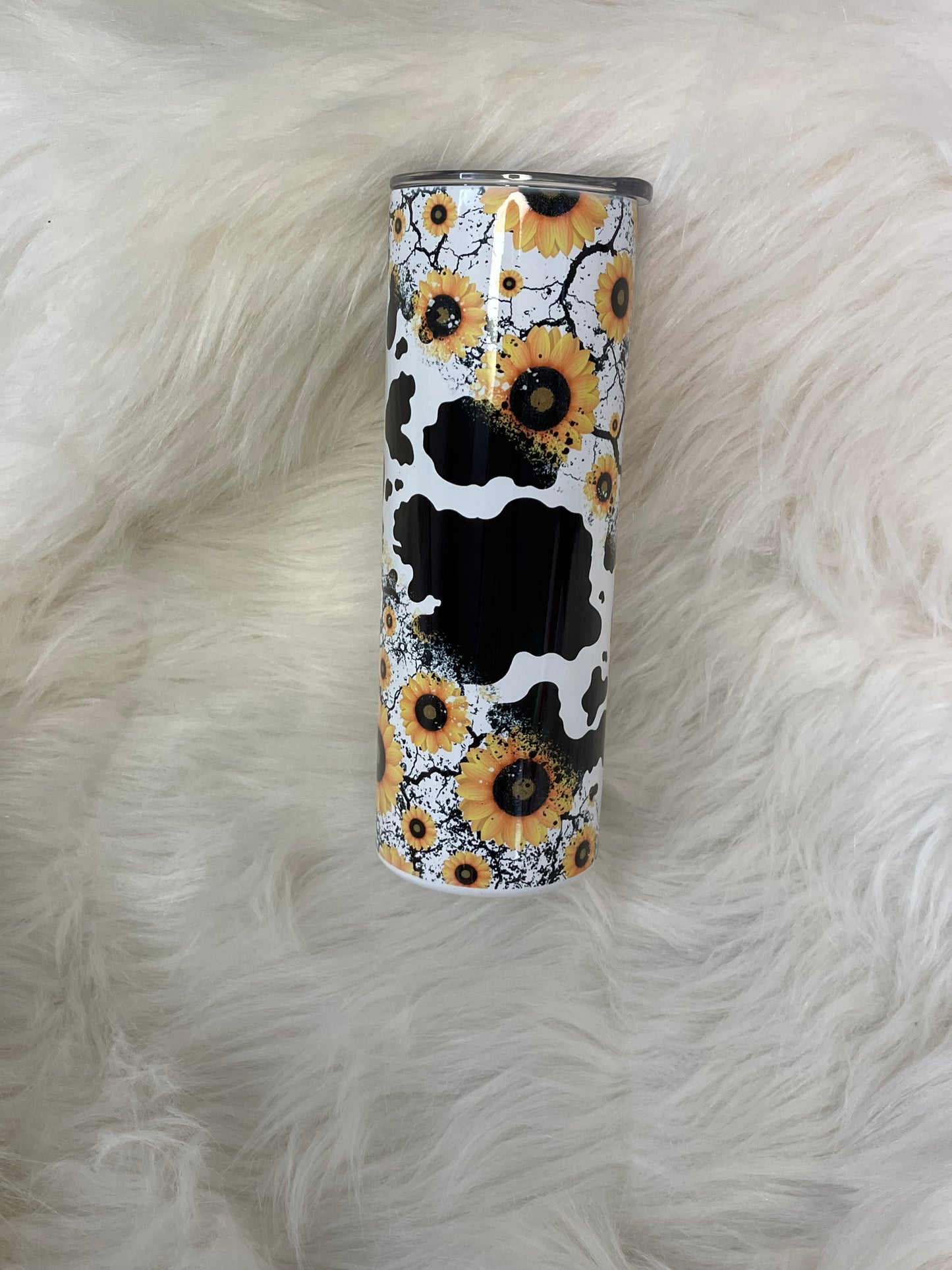 Cow Print Sunflower Tumbler