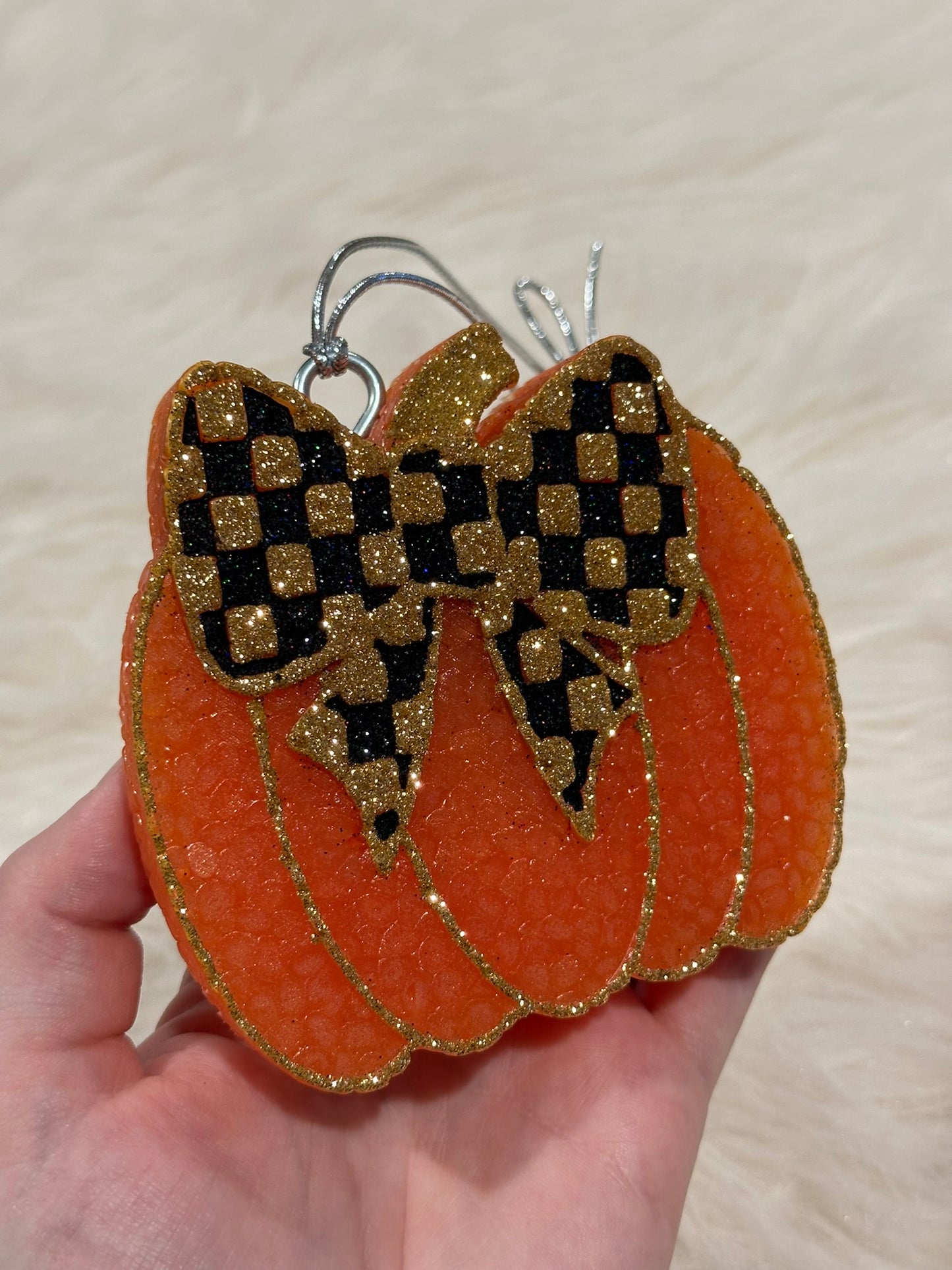 Checkered Bow Pumpkin