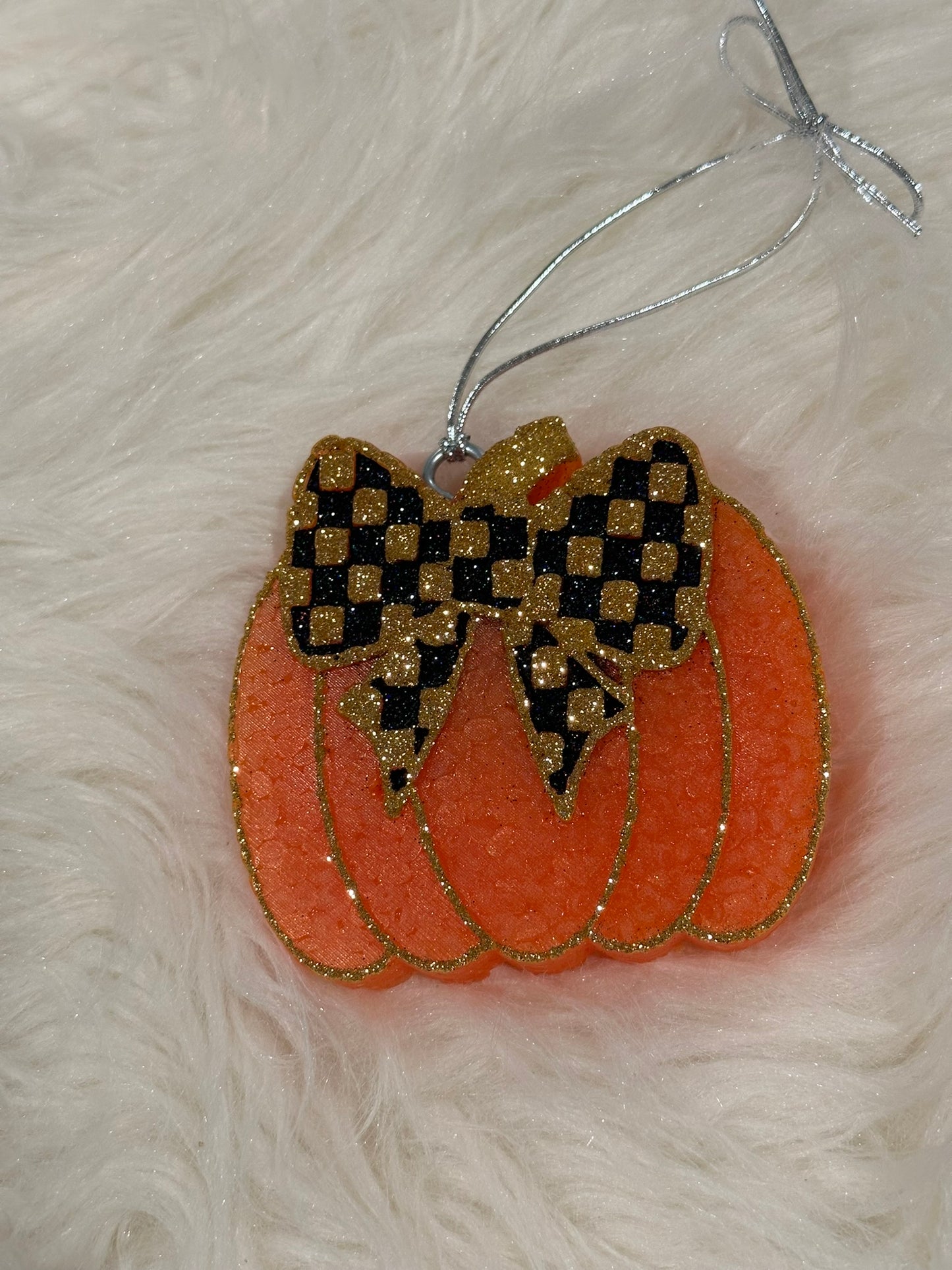 Checkered Bow Pumpkin