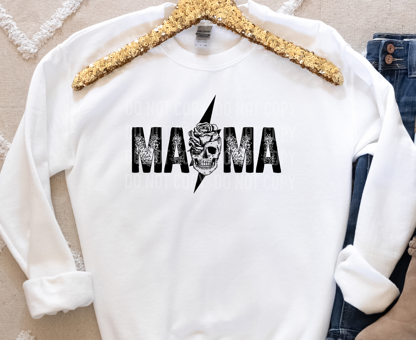 Mama Skull Lightning Bolt - Sublimation Printed