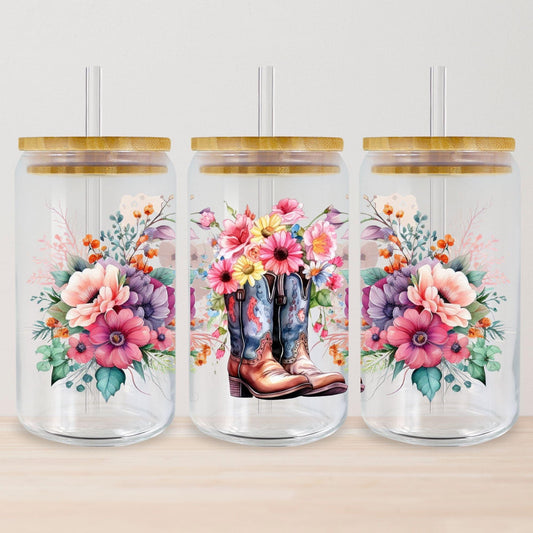 Floral Boots Tumbler