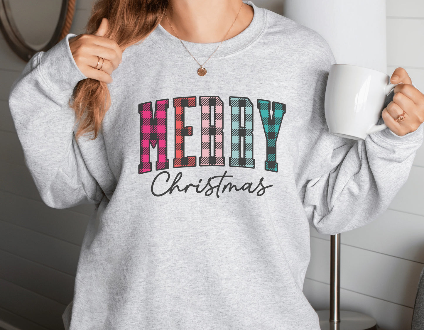 Merry Christmas Colorful Plaid - Sublimation Printed