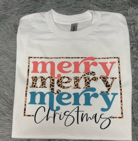 Merry Christmas Leopard Stacked - Sublimation Printed