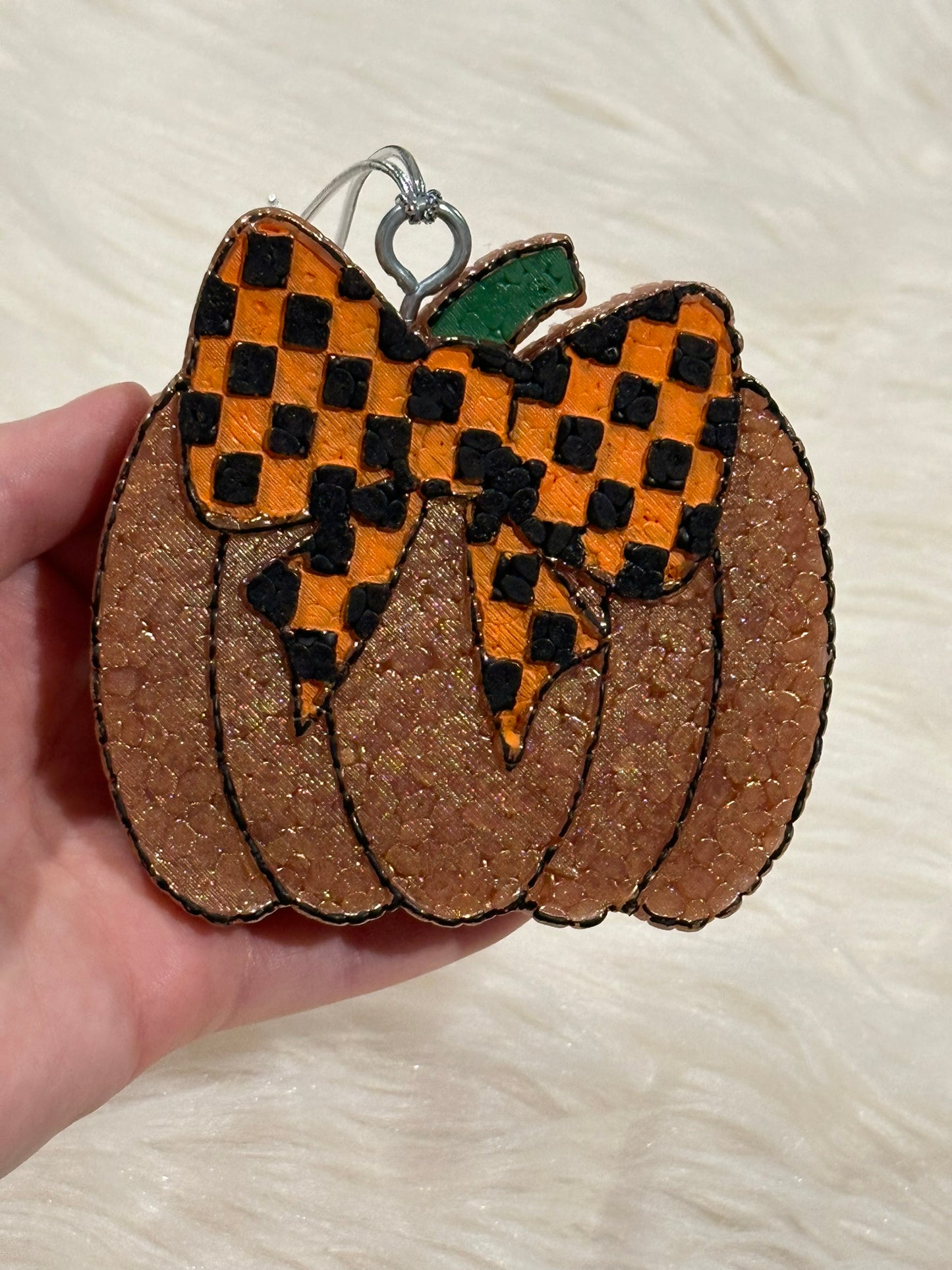 Checkered Bow Pumpkin