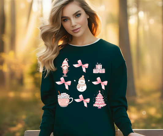 Pink Bows Snowman Elf