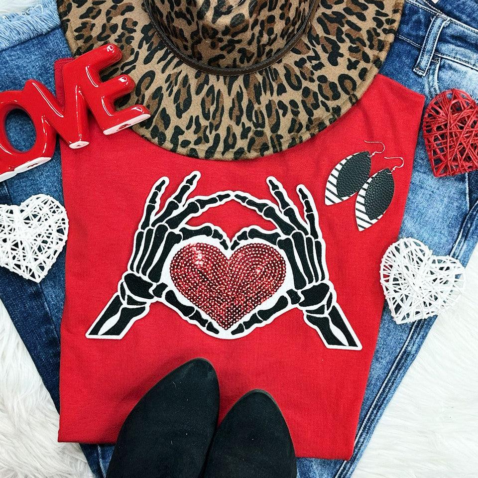 Heart Skelly Hand Sequin