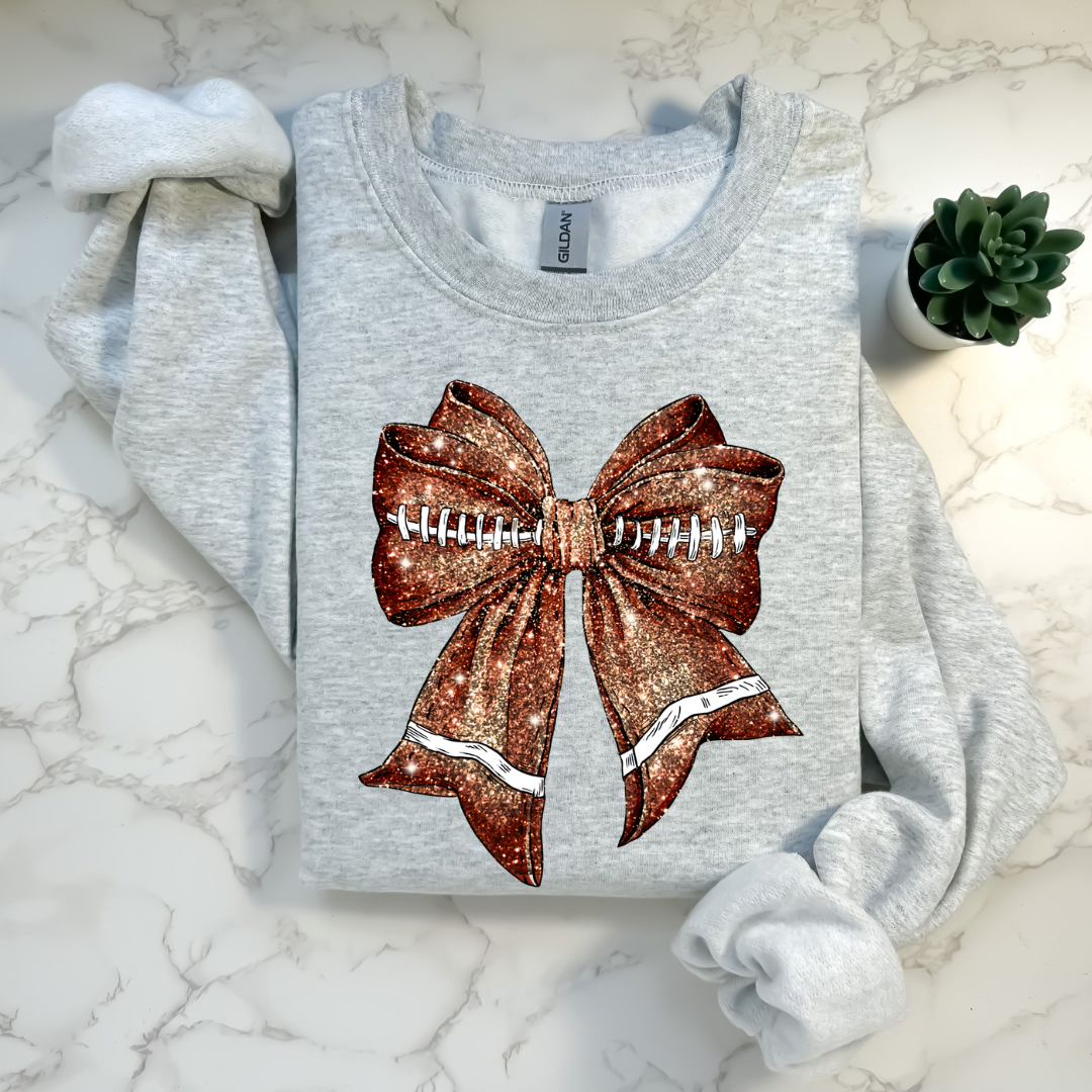 Faux Glitter Football Bow